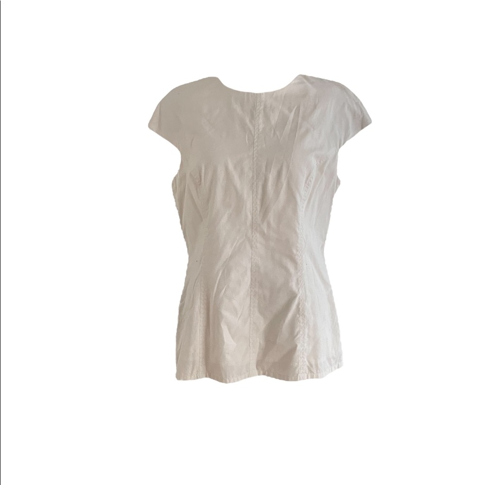Lela Rose white cotton peplum top